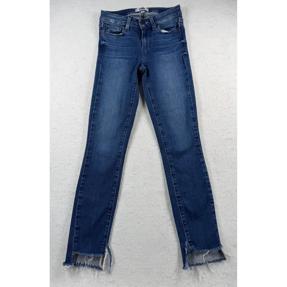 PAIGE Verdugo Ankle Skinny Jeans Raw Step Hem Dark Wash Size 24